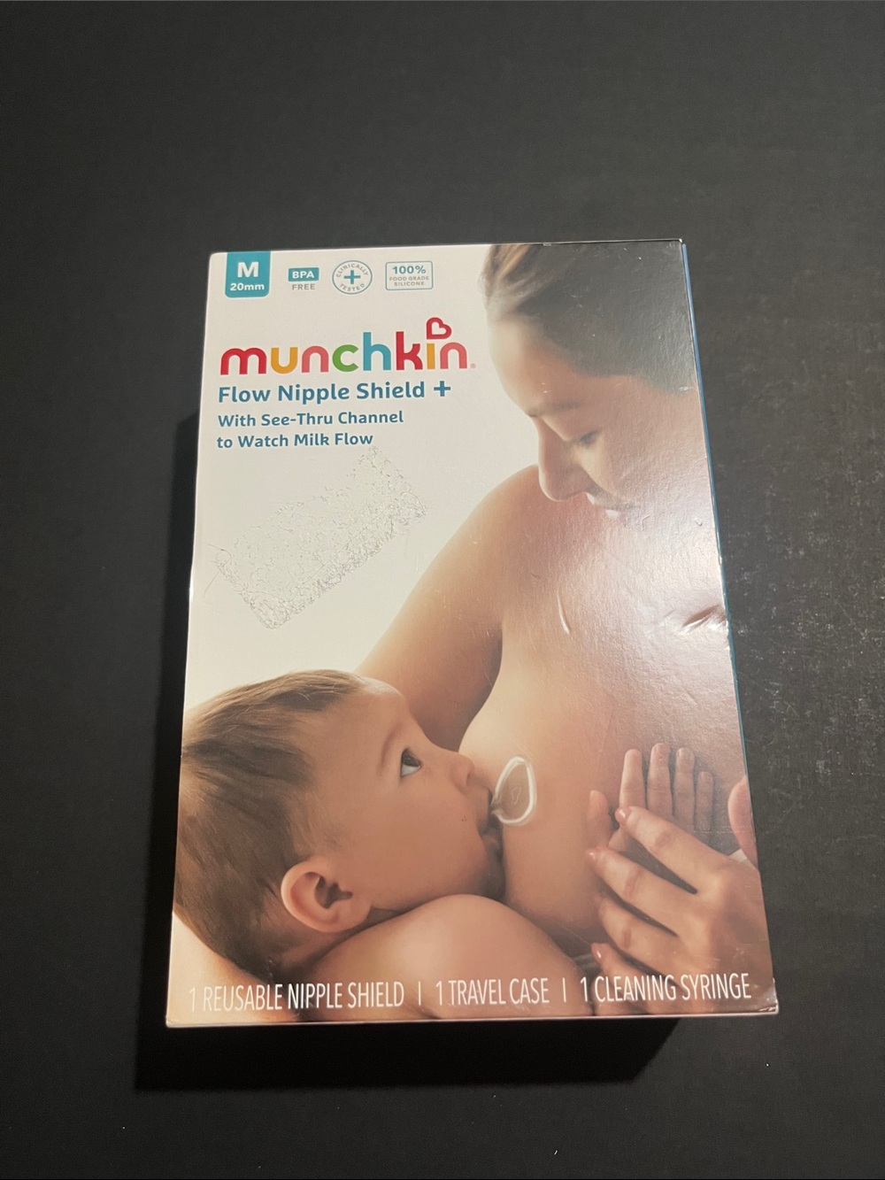 Munchkin Flow Nipple Shield + w/ See Thru Channel to Watch Milk Flow Medium 20mm